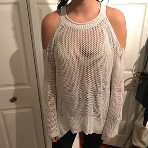 Open Sleeve Grey Knit Sweater